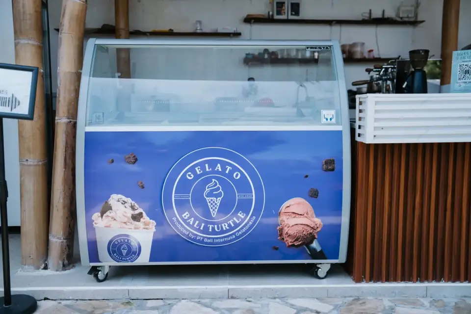The Gelato Bali Turtle freezer inside the studio
