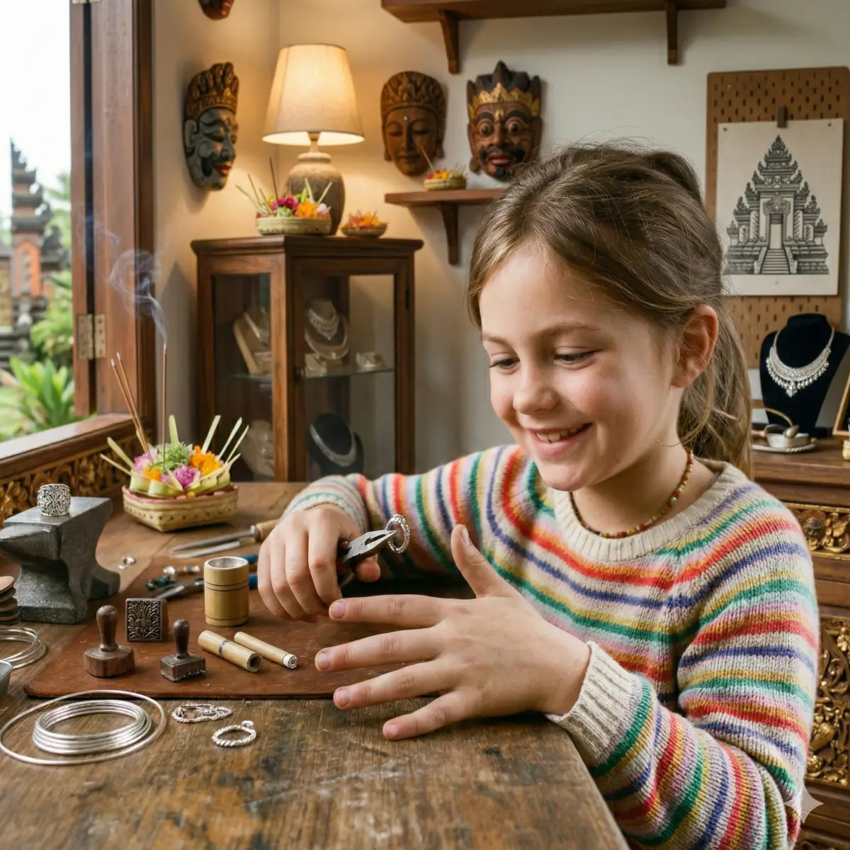 Kids Silver Class in Canggu at Bali Turtle Jewelry Workshop, Kerobokan